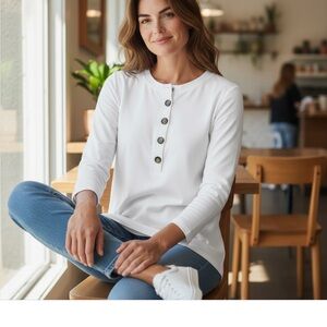 Eadinve White Button-Down Women's Top